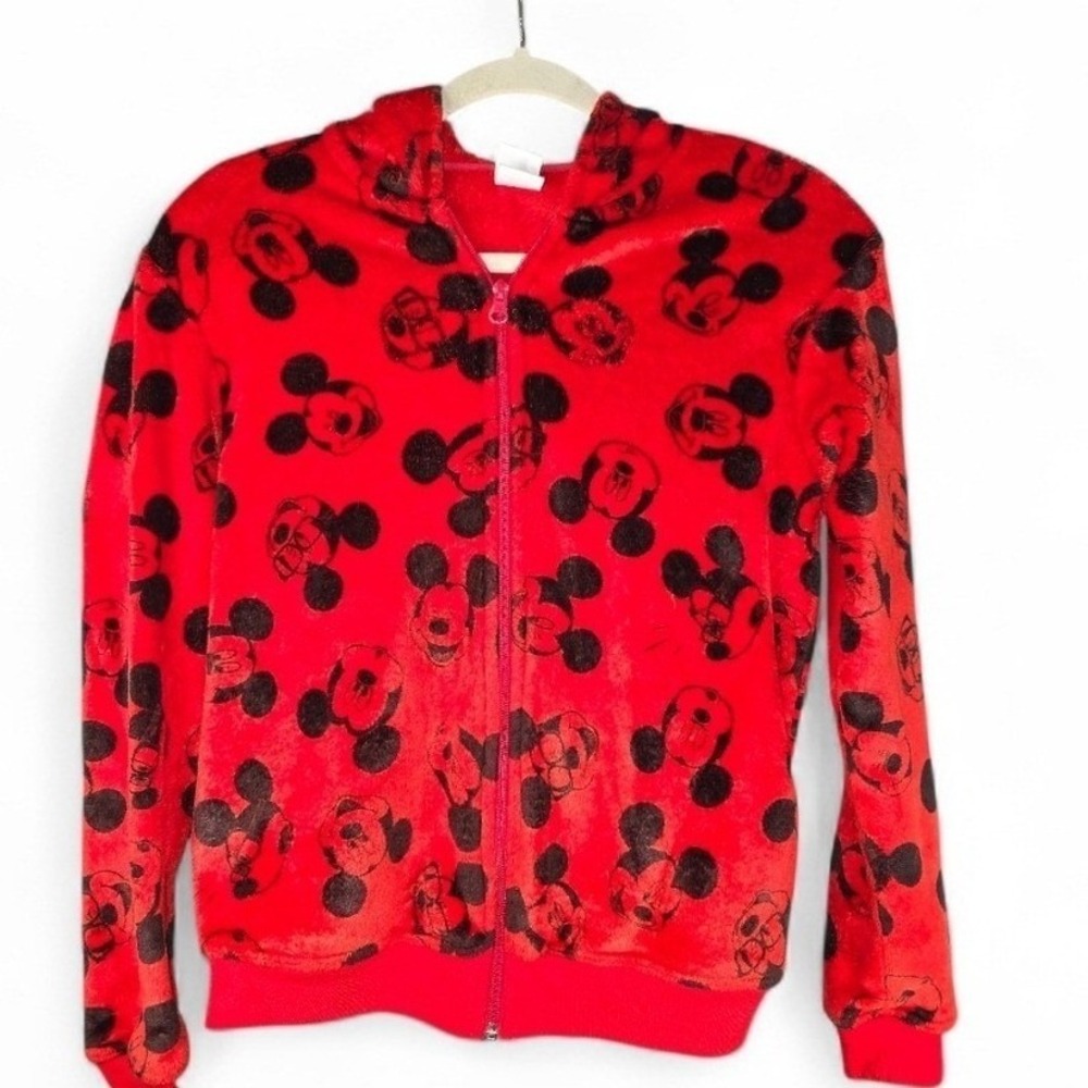 Disney Mickey Mouse Red 100% Polyester Soft Fleece Full Zip hoodie Kids 3-5